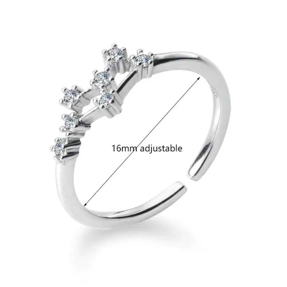 😍ARIES Silver Constellation Resizable/Adjustable NWT Ring For Women, F190 - Picture 6 of 8